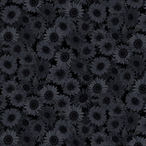 108" Wide - Black - Sunflower Whispers