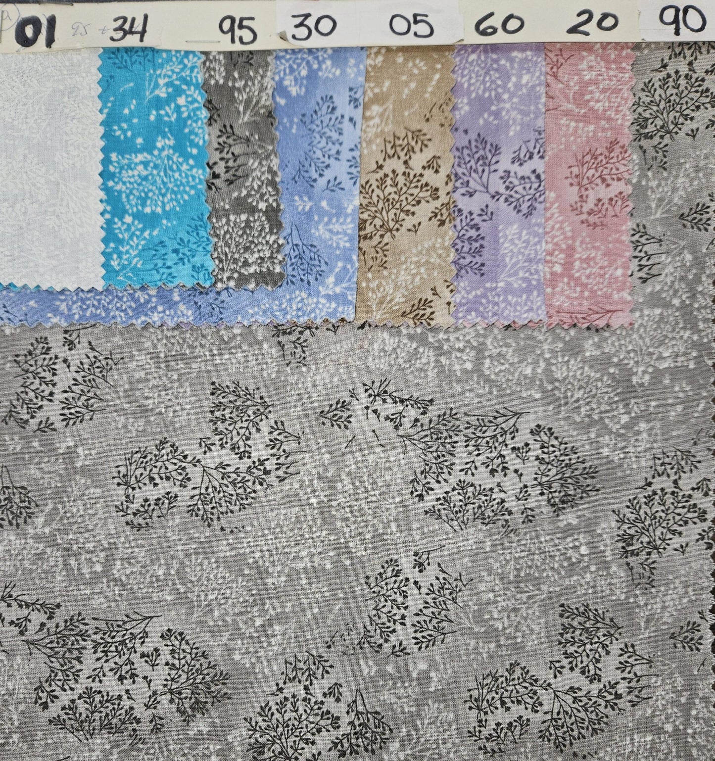 Leaves Grey on Grey 108" wideback