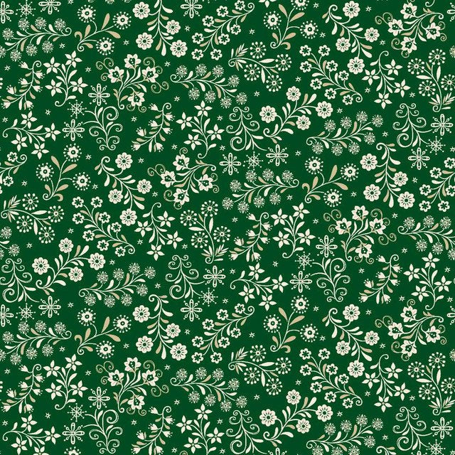 Nordic Holiday Village - Green Cream Floral