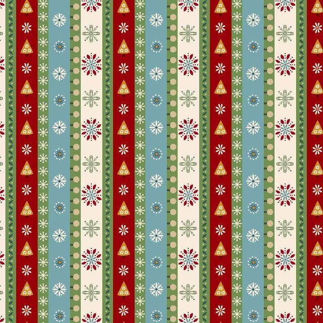 Nordic Holiday Village - Ice Blue Stripe (6" repeat)