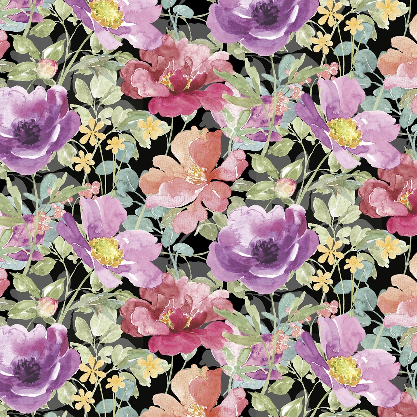 Meadow Melody - Black Floral All Over