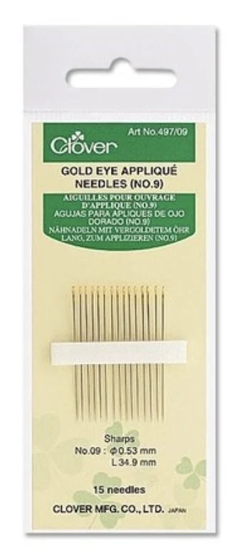 Clover Applique Gold Eye Hand Sewing Needles - 15pcs