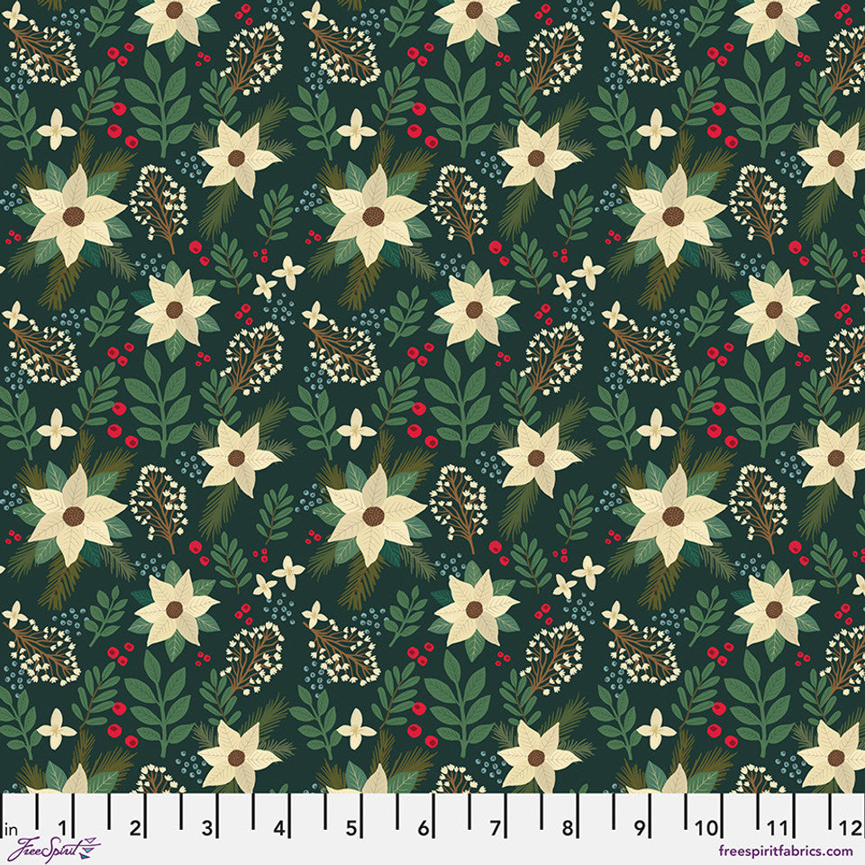 Christmas Cabin - Winter Floral, Green
