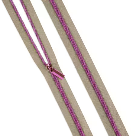 Sallie Tomato - #5 Nylon Nickel Coil Zippers: 3 Yards With 9 Pulls - Assorted colours