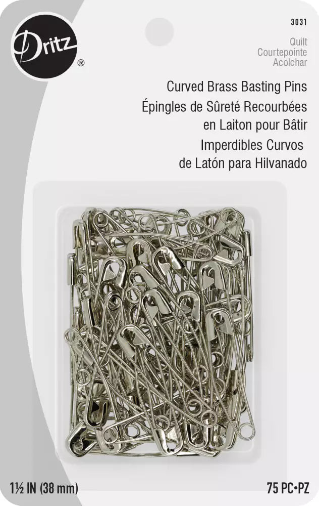 Dritz Quilting Curved Brass Basting Pins - 75ct