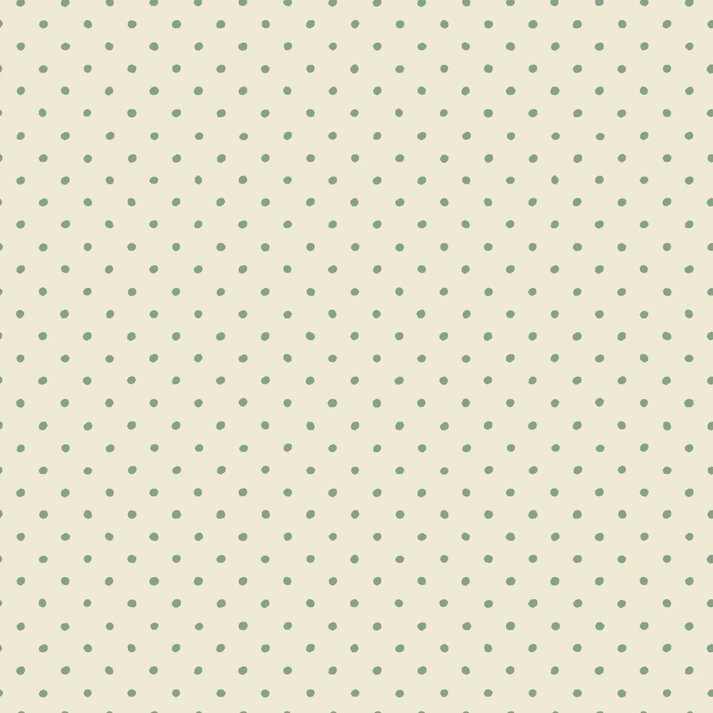 Cottage Flowers - Cream/Green Dot