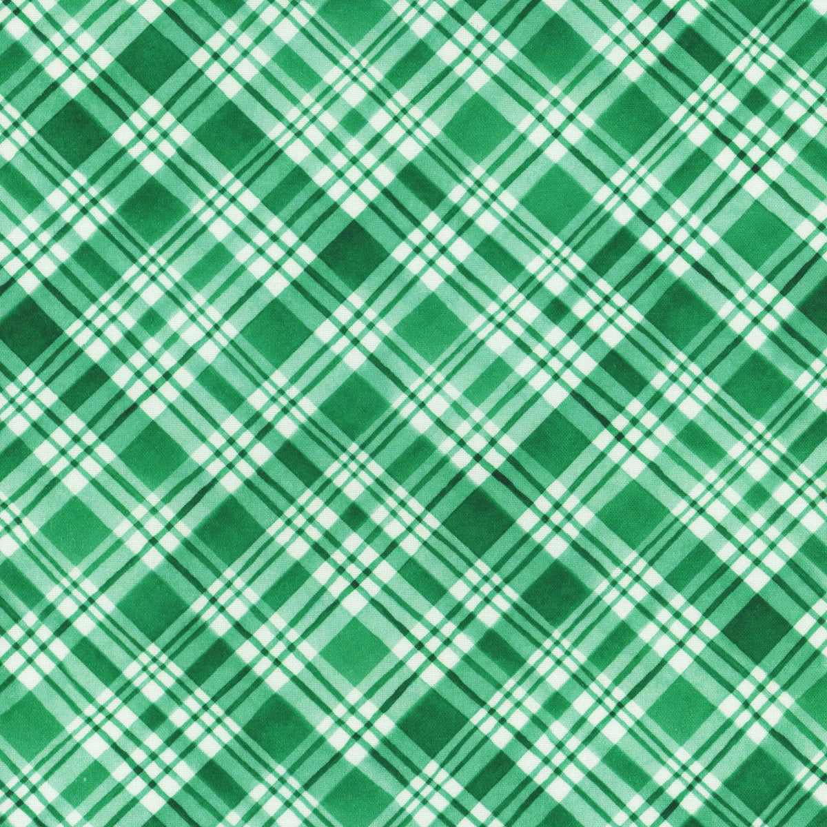 Snowflake Wishes - Diagonal Plaid Green