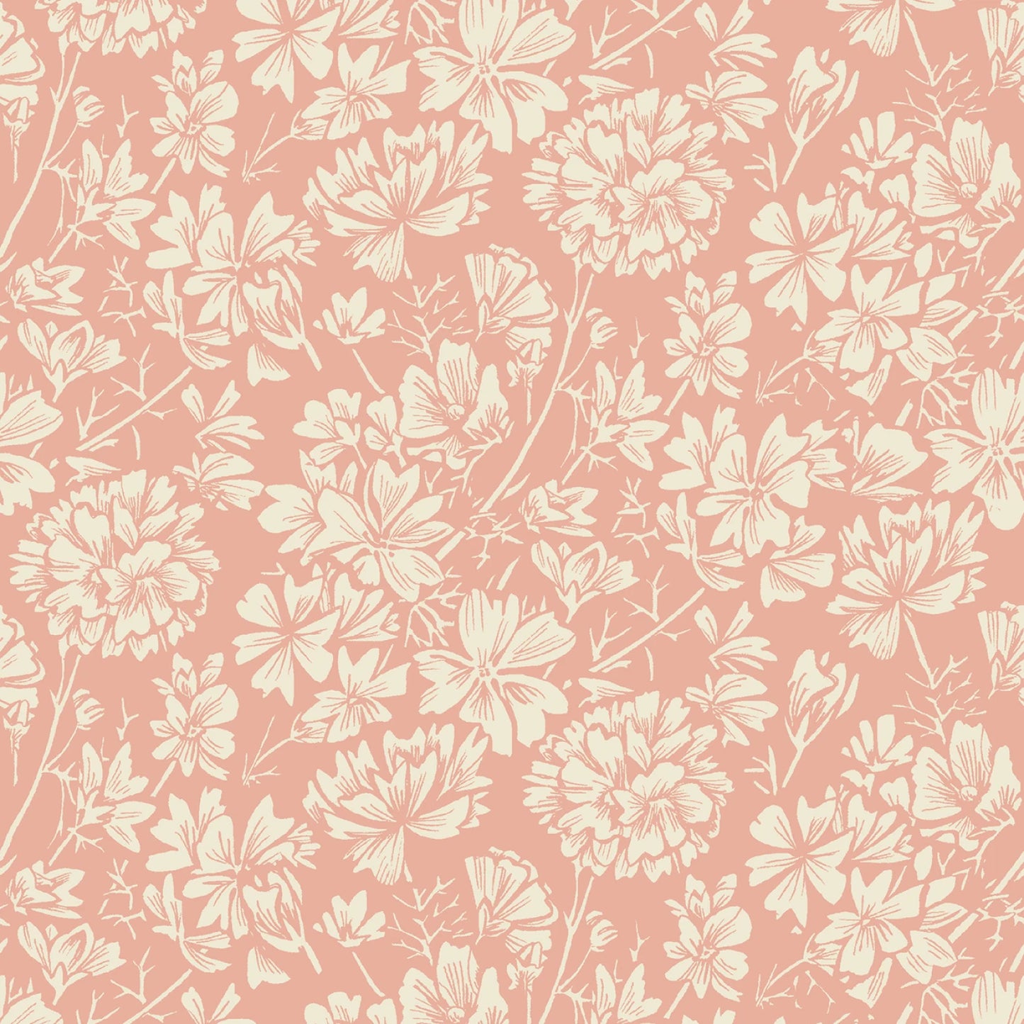 Cottage Flowers - Pink/Cream Mallow