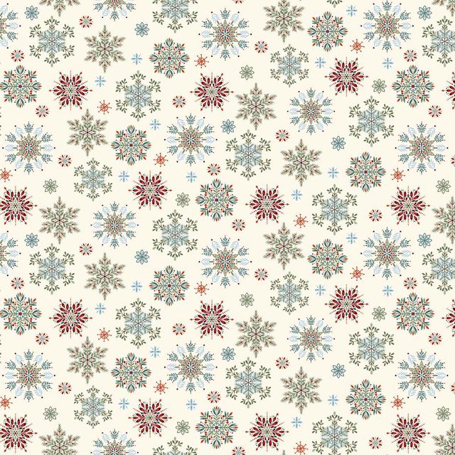 Nordic Holiday Village - Cream Multi Snowflakes