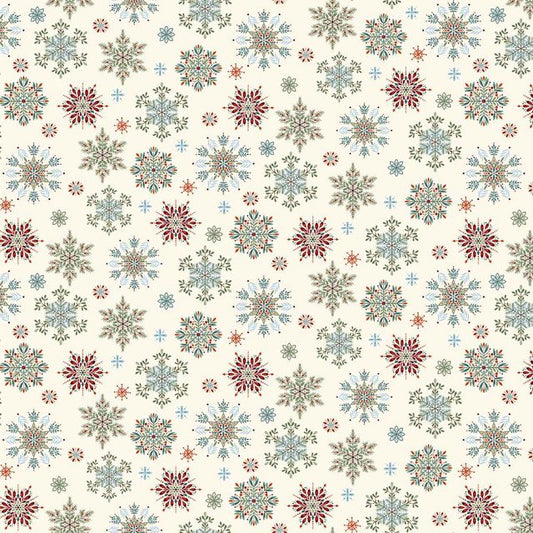 Nordic Holiday Village - Cream Multi Snowflakes