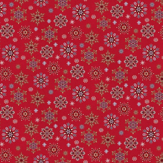 Nordic Holiday Village - Red Multi Snowflakes