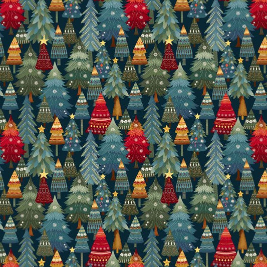 Nordic Holiday Village - Dark Blue Multi Christmas Trees