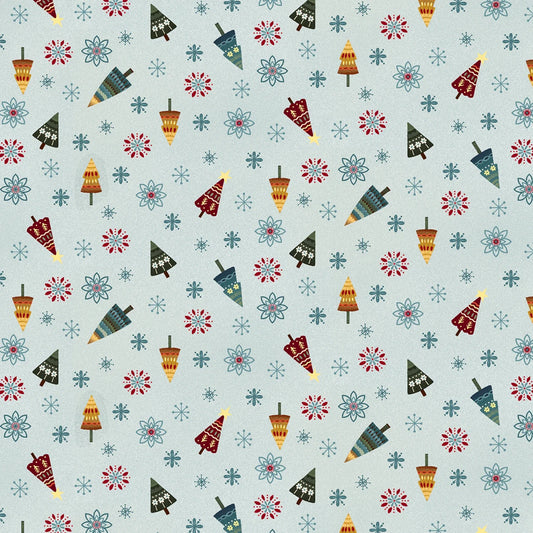 Nordic Holiday Village - Ice Blue Tossed Trees
