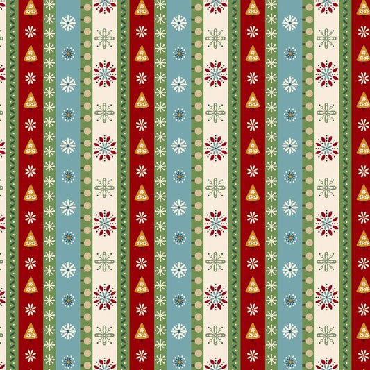 Nordic Holiday Village - Ice Blue Stripe (6" repeat)