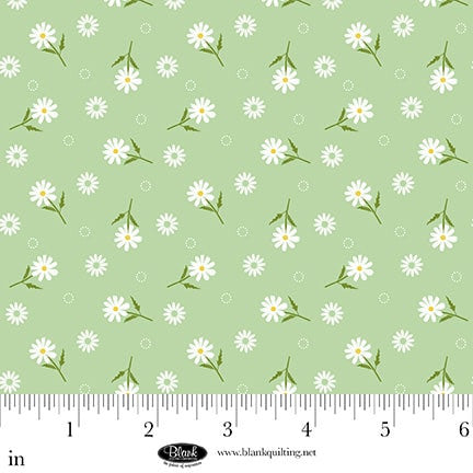 The Bright Side - Light Green - Daises with Circles of Dots