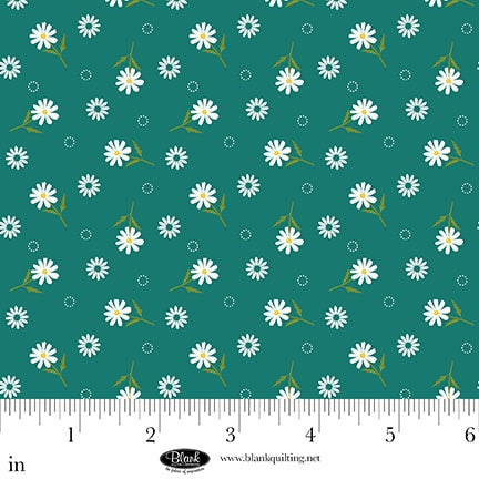 The Bright Side - Turquoise - Daises with Circles of Dots