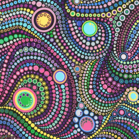 Mardi Gras Circles & Dots - 108in Wide Back