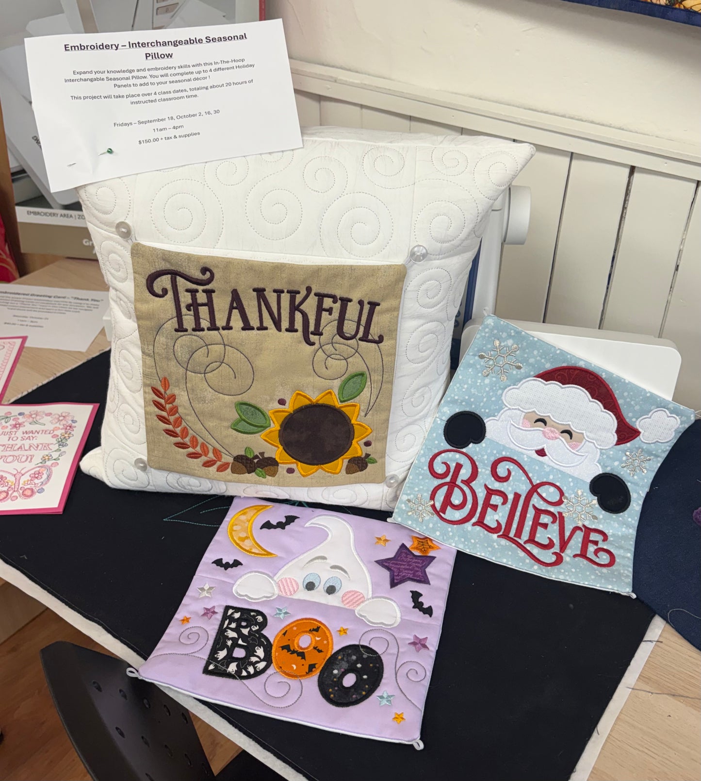 In - The - Hoop Interchangeable Seasonal Pillow - 4 day class