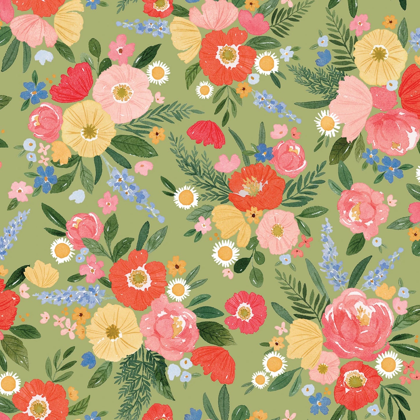 Floral Charms - Main Green