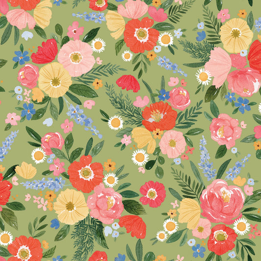 Floral Charms - Main Green