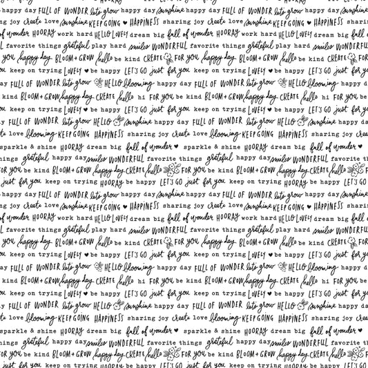 Floral Charms - Pretty Words White