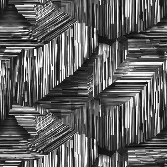 Line Art Geometric - Black & White - 118" Wideback