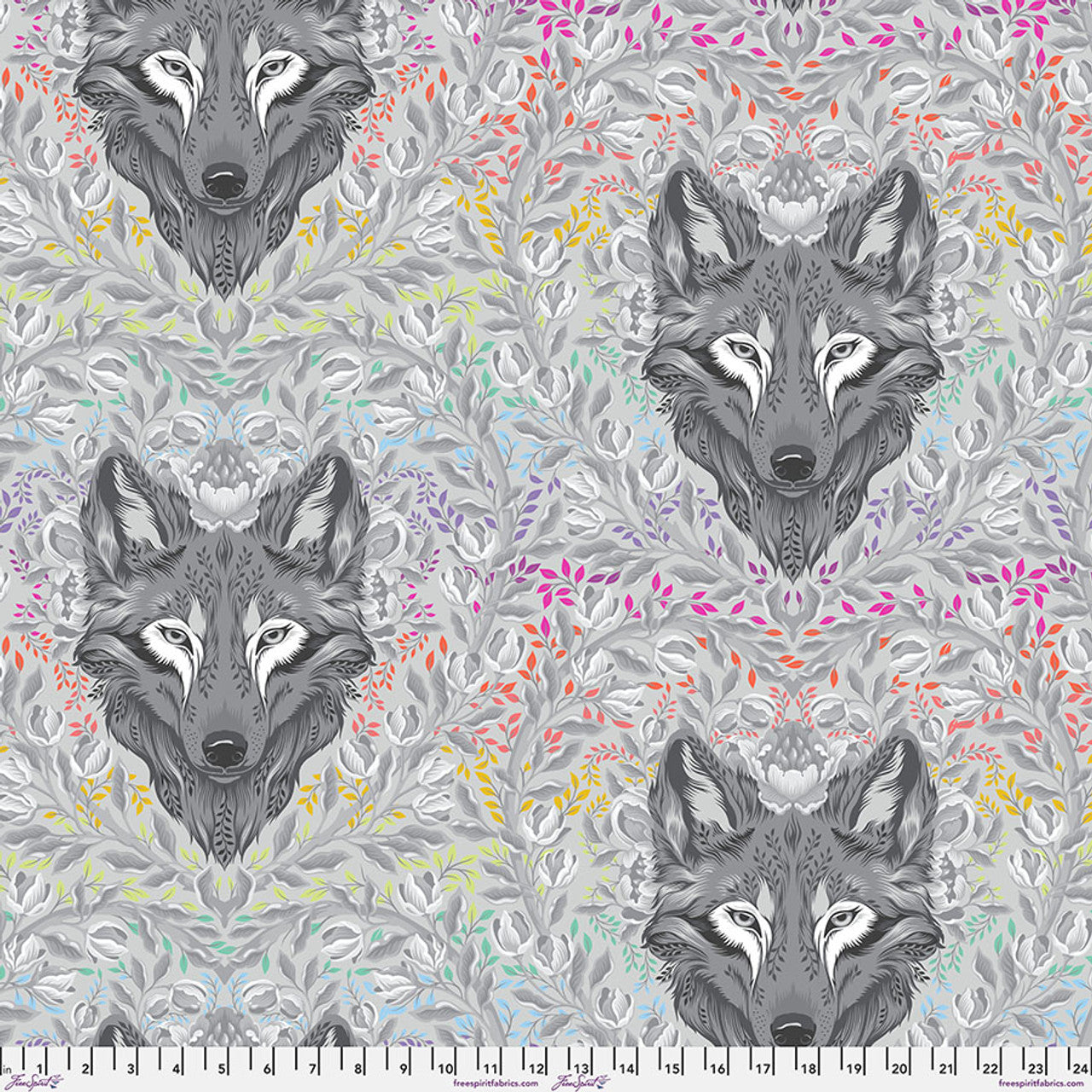 Wolf of Pink Street - Fog || Graywork & True Colors Minky