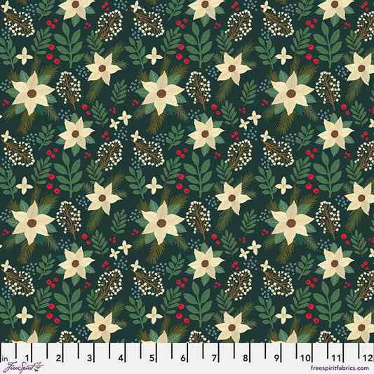 Christmas Cabin - Winter Floral, Green