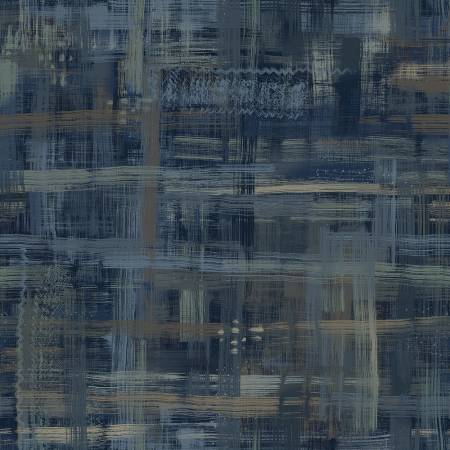 108" Wideback - Navy /Tan Brush strokes