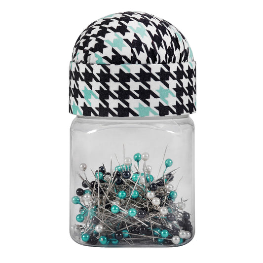 Singer Pearl Head Pins in Jar with Pin Cushion Lid, 200pc