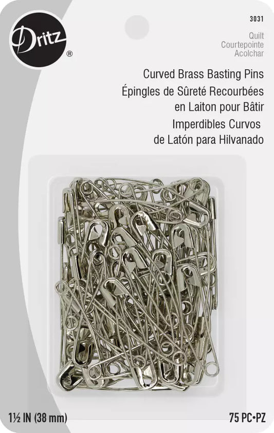 Dritz Quilting Curved Brass Basting Pins - 75ct