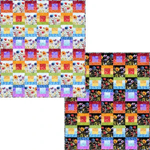 Blooming Day & Night Strip Quilt Kit -  " DAY " version ( light background )