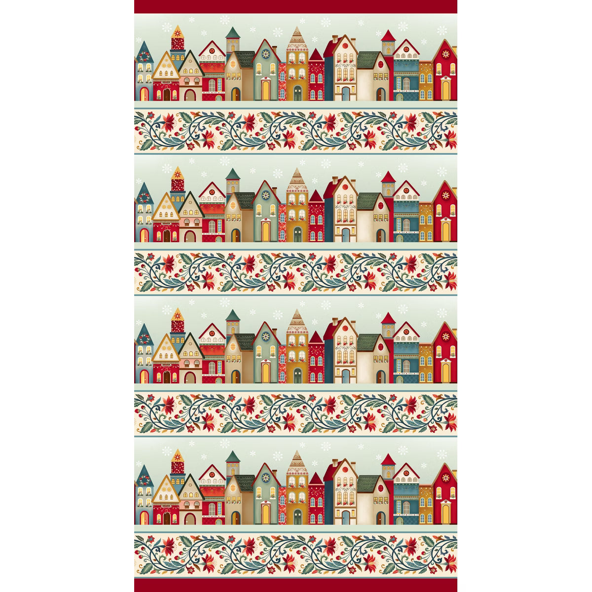 Nordic Holiday Village - Cream Village Border Print