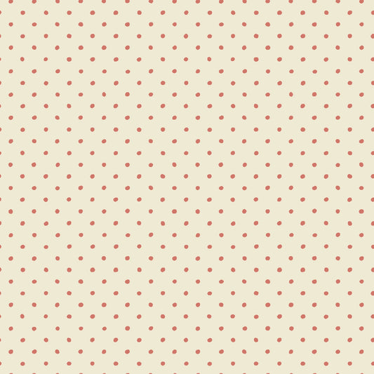 Cottage Flowers - Cream/Red Dot